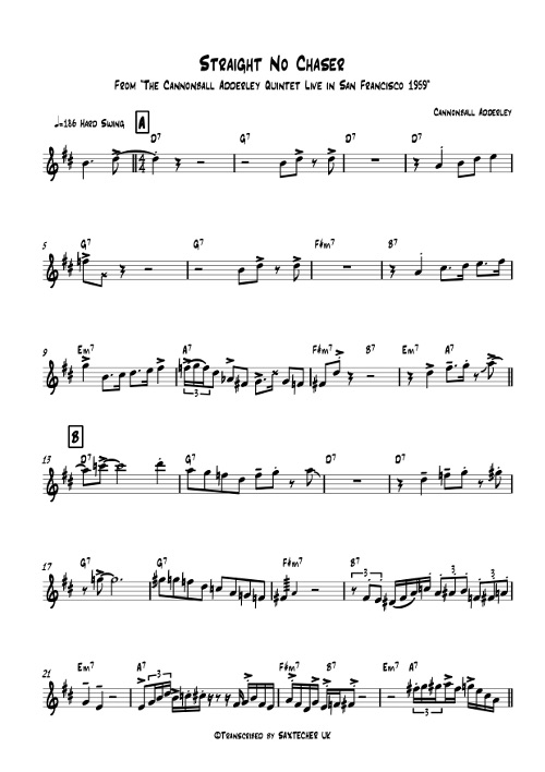 Transcription of Cannonball Adderly on Straight No Chaser